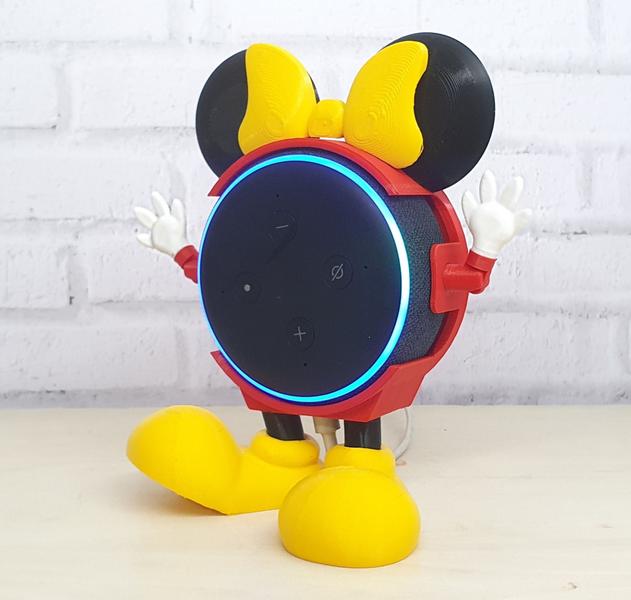 Imagem de Suporte Tema Mickey OU Minnie compativel com Alexa Echo Dot 3