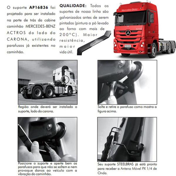 Imagem de Suporte Traseiro Antena Px Caminhão Mb Mercedes Benz Actros Lado Direito Carona