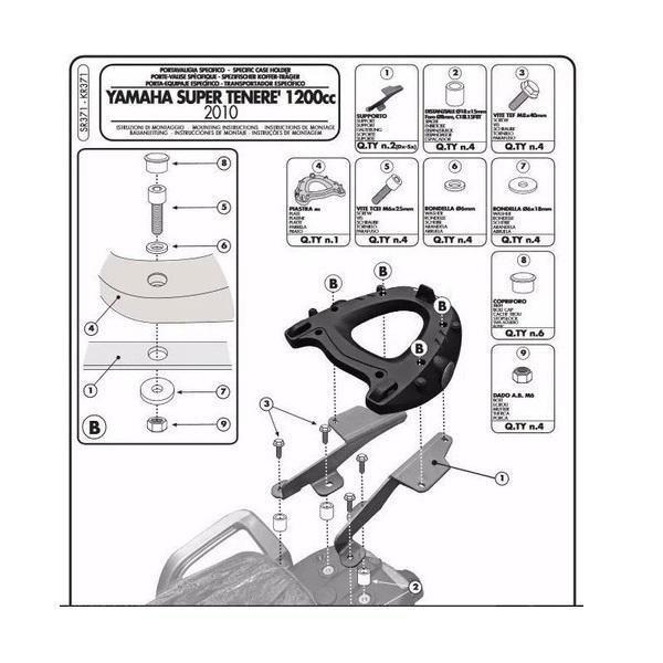 Imagem de Suporte Traseiro Givi Sr371 Baus Monokey Yamaha Tenere 1200