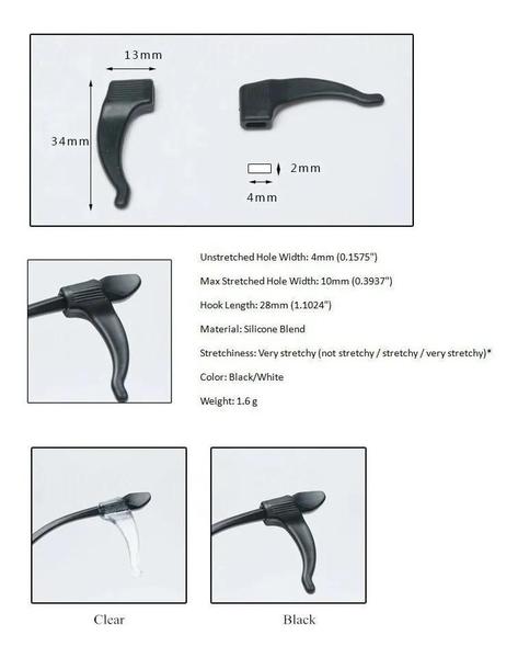 Suporte Trava Gancho Preto Para Óculos Em Silicone 3 Pares - Óptico Imagem de Suporte Trava Gancho Preto Para Óculos Em Silicone 3 Pares