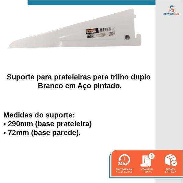 Imagem de Suporte Trilho Duplo Branco Starfer 27Cm 2