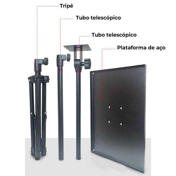 Imagem de Suporte Tripé Altura Ajustável Lorben para Projetor Notebook Capacidade até 20 Kg - GT6193