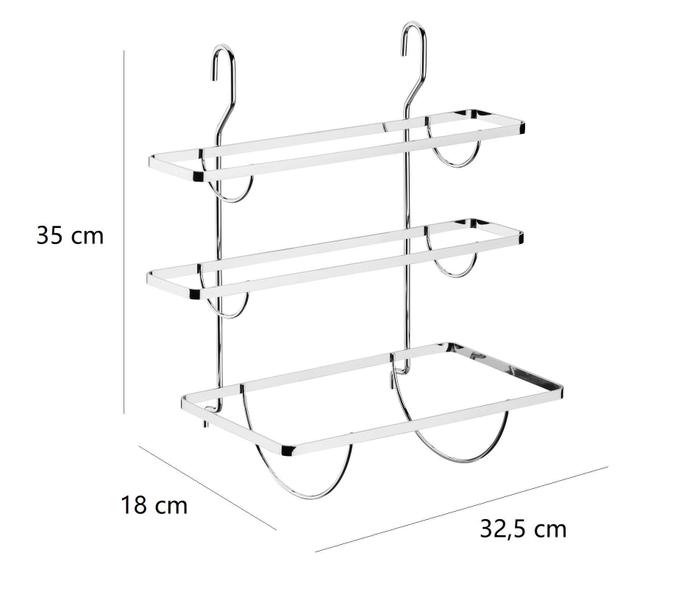 Imagem de Suporte Triplo Em Aço Para Rolos Papel Toalha Cozinha Schmit