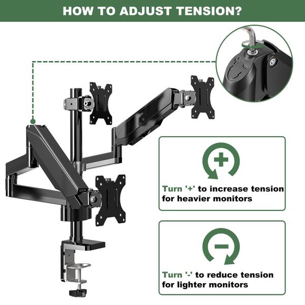 Imagem de Suporte triplo para monitor UPGRAVITY para 3 pessoas planas/curvas de 27"