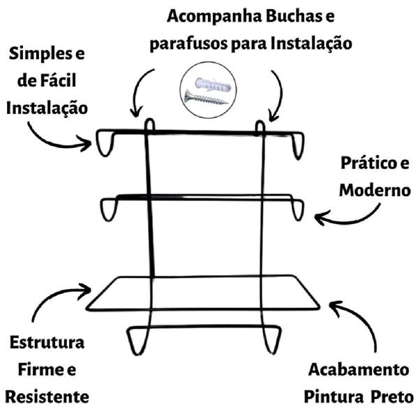 Imagem de Suporte Triplo para Rolos Papel Toalha Alumínio e Filme Preto Black