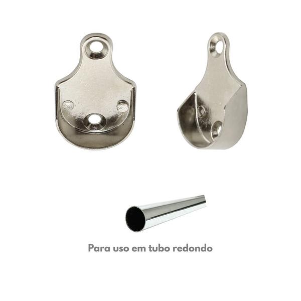 Suporte Tubo Cabideiro Lateral Metálico Redondo 2 Unidades - P&J Imagem de Suporte Tubo Cabideiro Lateral Metálico Redondo 2 Unidades