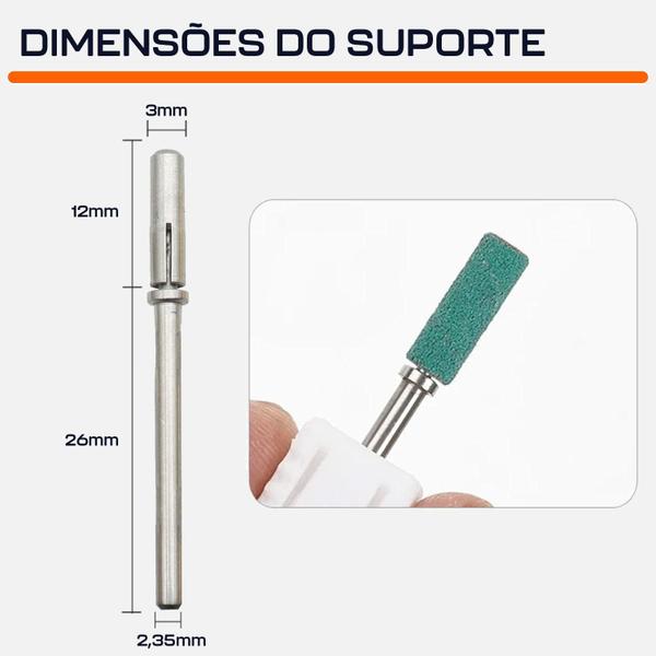 Imagem de Suporte Tubo De Lixa 1/8 Aço Inox Haste 2.35Mm Profissional