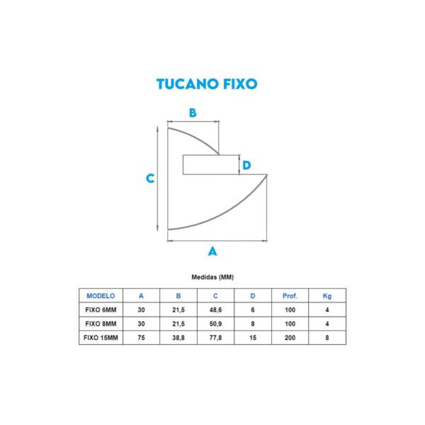 Imagem de Suporte Tucano Fixo 15mm Para Prateleira de Madeira Cromado