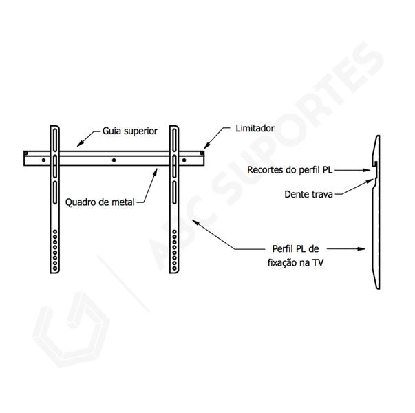 Imagem de Suporte TV Fixo ULTRA-FINO SLIM 32 à 85 Polegadas - Avatron SLME-4265-B