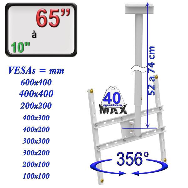 Imagem de Suporte Tv Teto 360 Telescópio 10 26 40 50 65 600X400 Branco