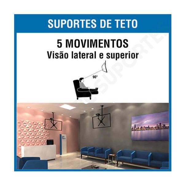 Imagem de Suporte TV Teto Telescópio 360 10 à 55 Polegadas Brasforma Preto