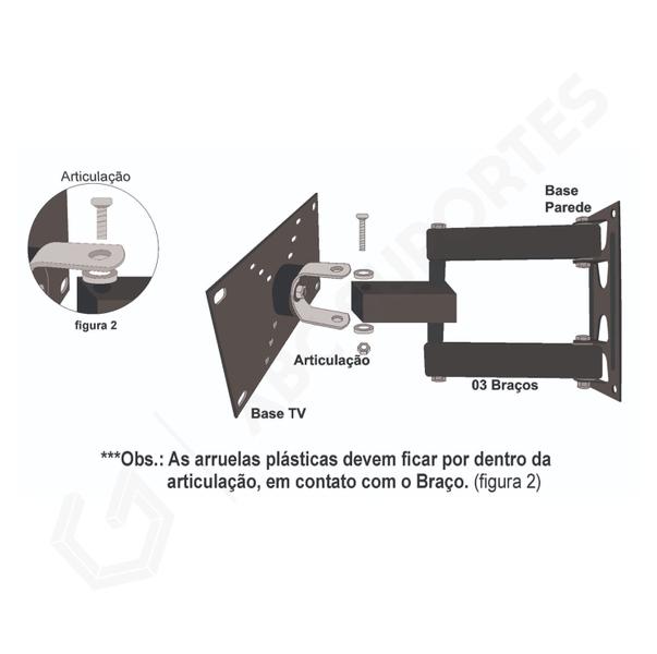 Imagem de Suporte TV Tri Articulado Extra Plus 10 à 60 Polegadas Lidimar