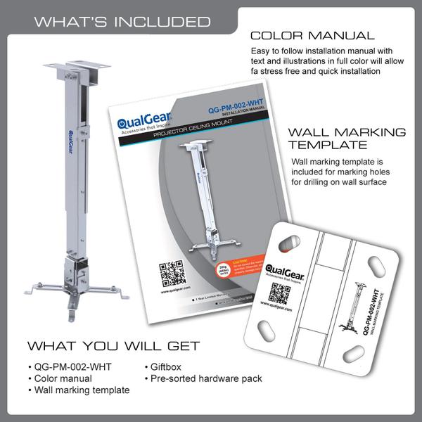 Imagem de Suporte universal branco para projetor - QualGear