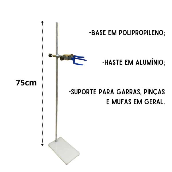 Imagem de Suporte Universal Para Bureta 75cm Haste Aluminio Base Ferro