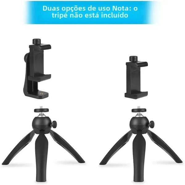 Imagem de Suporte Universal para Celular, Tablet e outros - Tripé com Adaptador e Clipe