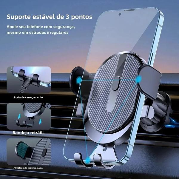 Imagem de Suporte Universal para Telefone de Carro Topk - Travamento Automático - Modelo 2023