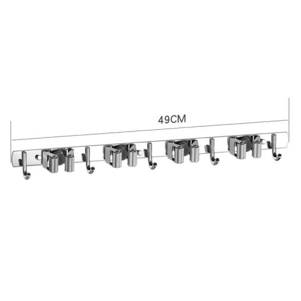 Imagem de Suporte Vassoura Organizador de Ambiente Suporte Parede Multiuso Inox - Grande