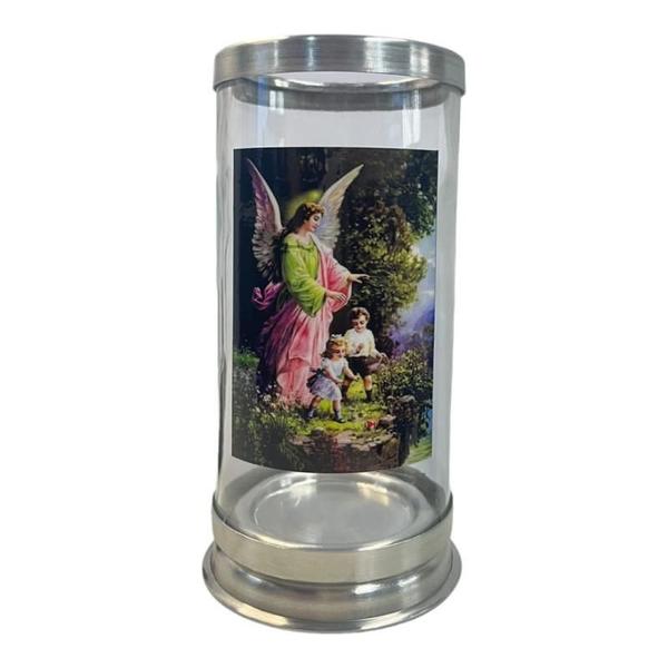 Suporte Vela 7 Dias Anjo Da Guarda 18 Cm Vidro E Alumínio - Meta Atacado Imagem de Suporte Vela 7 Dias Anjo Da Guarda 18 Cm Vidro E Alumínio