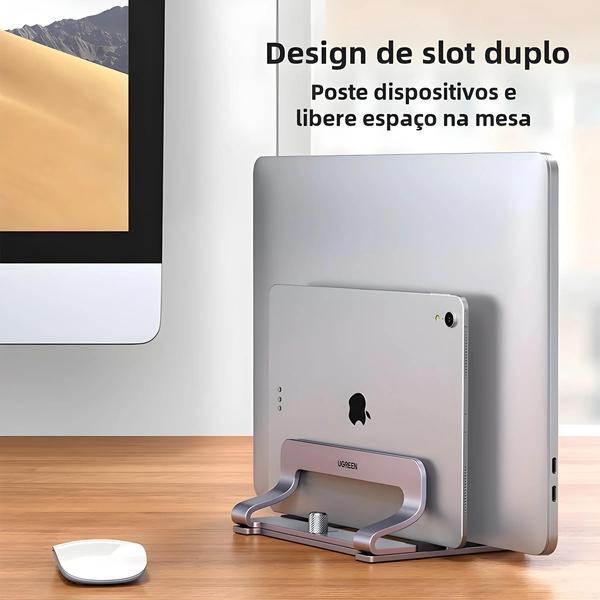 Imagem de Suporte Vertical Dobrável de Alumínio Ugreen para Laptop de 17 Polegadas - Compatível com Macbook Air e Pro