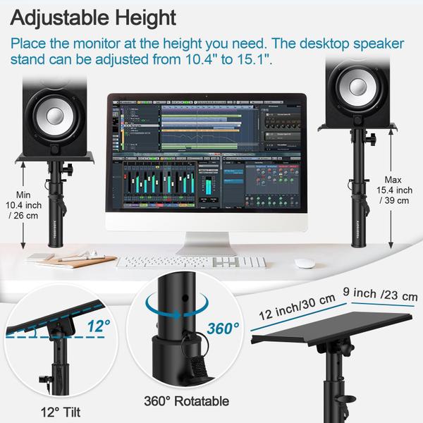 Imagem de Suportes para monitor de estúdio Vondynote Heavy Duty com bandeja ajustável