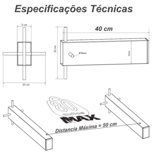 Imagem de Suportes Pia Chumbar Bancada Mesa 40 Cm 2 Unidades - Preto