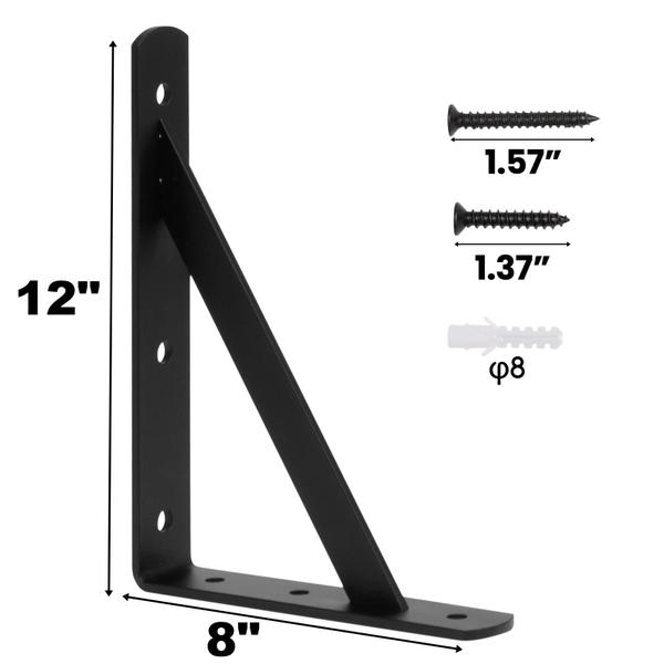 Imagem de Suportes triangulares de prateleira CONNOO L12 x H8 30 cm Heavy Duty Metal