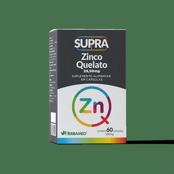 Supra Zinco Quelato 500mg Caixa 60 Cápsulas Herbamed Imagem de Supra Zinco Quelato 500mg Caixa 60 Cápsulas Herbamed