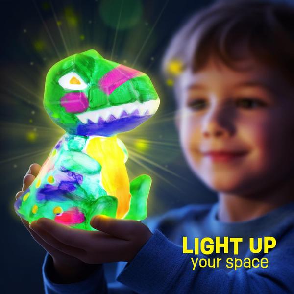 Imagem de Suprimentos de arte LAOESE Paint Your Own Dinosaur Lamp Kit Kids