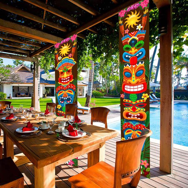 Imagem de Suprimentos de decoração de festas Tiki Totem Door Banner Hawaiian