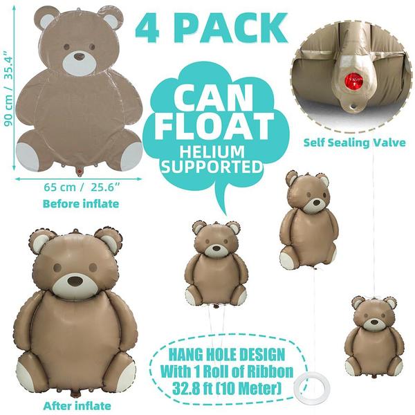 Imagem de Suprimentos de festa Balloon Hokilands 4D Big Brown Bear 90 cm x4