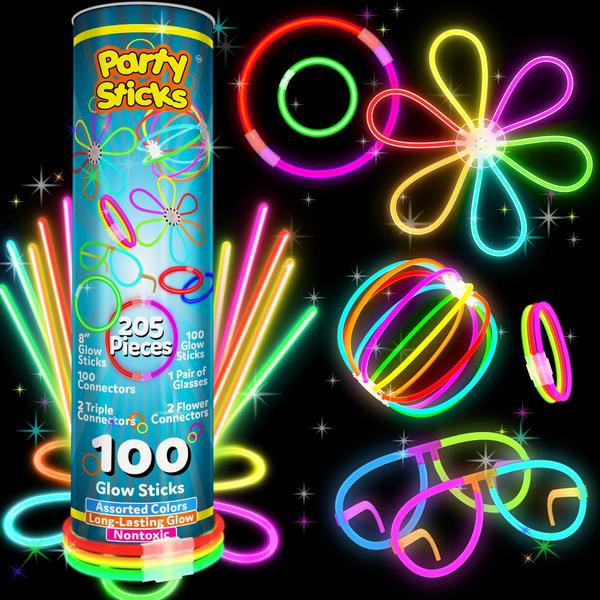 Imagem de Suprimentos de festa PartySticks Glow Sticks 205 unidades com óculos e pulseiras