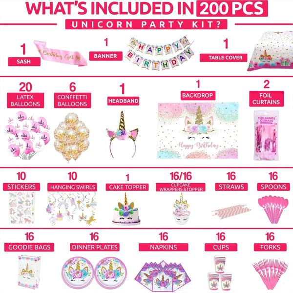 Imagem de Suprimentos de festa RFAQK Unicorn Birthday Decorations Girls