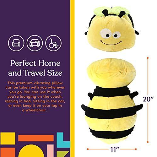 Imagem de Suprimentos Especiais Bumble Bee Sensory Vibrating Pillow, Pressão Ativada para Crianças e Adultos, Pelúcia Minky Soft com Textured Therapy Stimulation Bumps