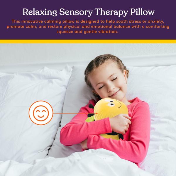 Imagem de Suprimentos Especiais Bumble Bee Sensory Vibrating Pillow, Pressão Ativada para Crianças e Adultos, Pelúcia Minky Soft com Textured Therapy Stimulation Bumps