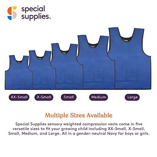 Imagem de Suprimentos Especiais Colete de Compressão Sensorial Ponderada para Crianças com Distúrbios de Processamento, TDAH e Autismo, Calmante e de Suporte com Ajuste de Peso Ajustável (XX-Pequeno 12x20 polegadas)