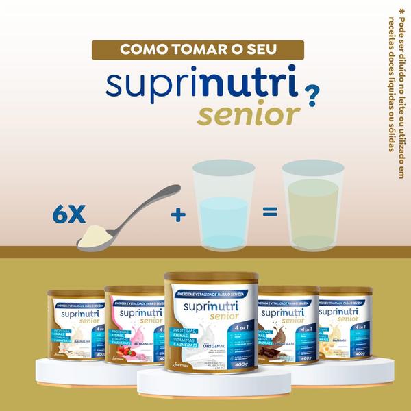 Suprinutri Sênior Suplemento Alimentar 4 em 1 Sabor Original 400g Imagem de Suprinutri Sênior Suplemento Alimentar 4 em 1 Sabor Original 400g