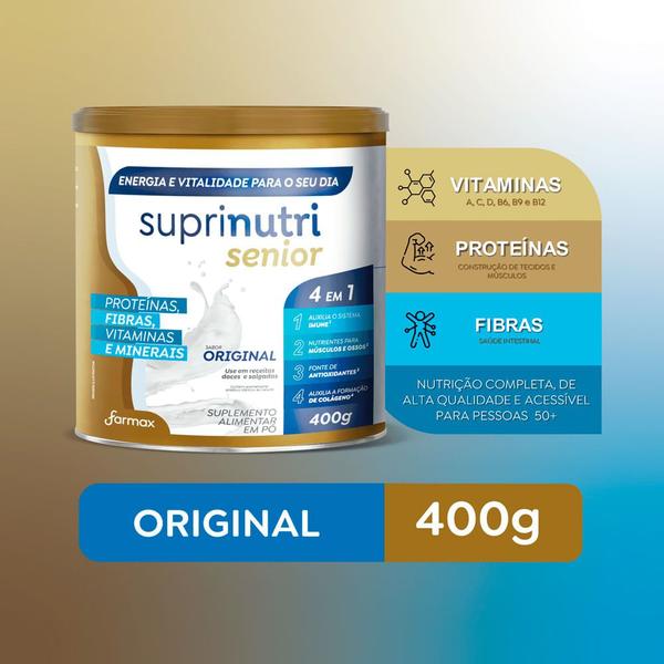 Suprinutri Sênior Suplemento Alimentar 4 em 1 Sabor Original 400g Imagem de Suprinutri Sênior Suplemento Alimentar 4 em 1 Sabor Original 400g