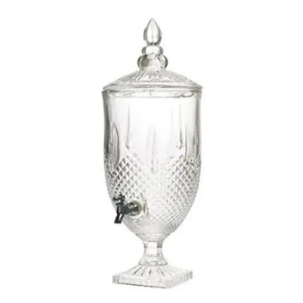 Suqueira Cristal Vidro Com Torneira Suporte - IMP Imagem de Suqueira Cristal Vidro Com Torneira Suporte