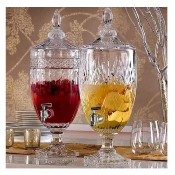 Suqueira Cristal Vidro Com Torneira Suporte - IMP Imagem de Suqueira Cristal Vidro Com Torneira Suporte