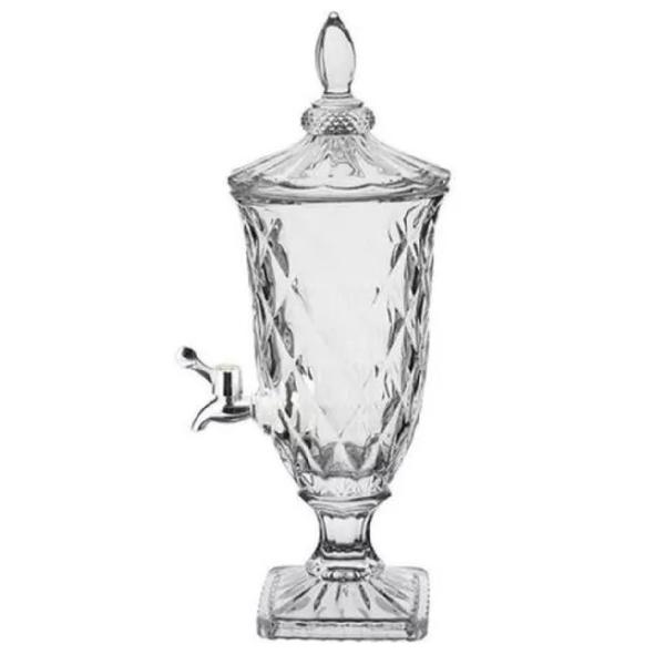 Imagem de Suqueira de cristal dispenser de bebidas vidro 2 litros com torneira luxo vintage festa casamento