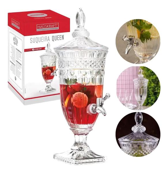 Suqueira De Vidro 1,8L Dispenser Com Toneirinha Suco Agua Saborizada - Hauskraft Imagem de Suqueira De Vidro 1,8L Dispenser Com Toneirinha Suco Agua Saborizada