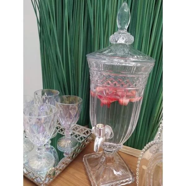 Imagem de Suqueira em cristal dispenser de bebidas 2 litros vidro com torneira luxo