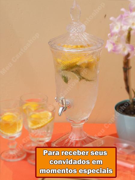 Suqueira Transparente Com Pé Cristal Vidro Torneira uva sucos drinks agua filtro Ecológico Design 2 litros - Full Fit Imagem de Suqueira Transparente Com Pé Cristal Vidro Torneira uva sucos drinks agua filtro Ecológico Design 2 litros