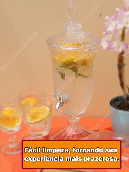 Suqueira Transparente Com Pé Cristal Vidro Torneira uva sucos drinks agua filtro Ecológico Design 2 litros - Full Fit Imagem de Suqueira Transparente Com Pé Cristal Vidro Torneira uva sucos drinks agua filtro Ecológico Design 2 litros