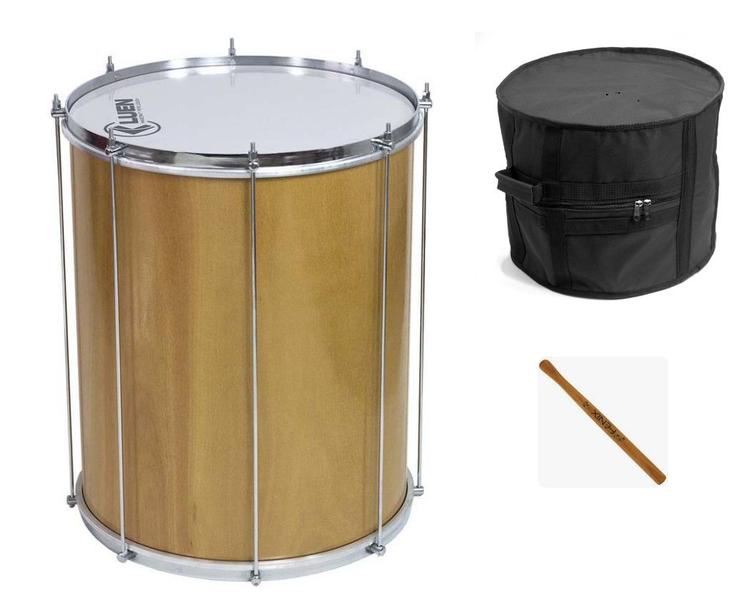 Surdo 60 x 20" Madeira Verniz 10 Afin Crom + Bag e Baqueta - Luen Imagem de Surdo 60 x 20" Madeira Verniz 10 Afin Crom + Bag e Baqueta