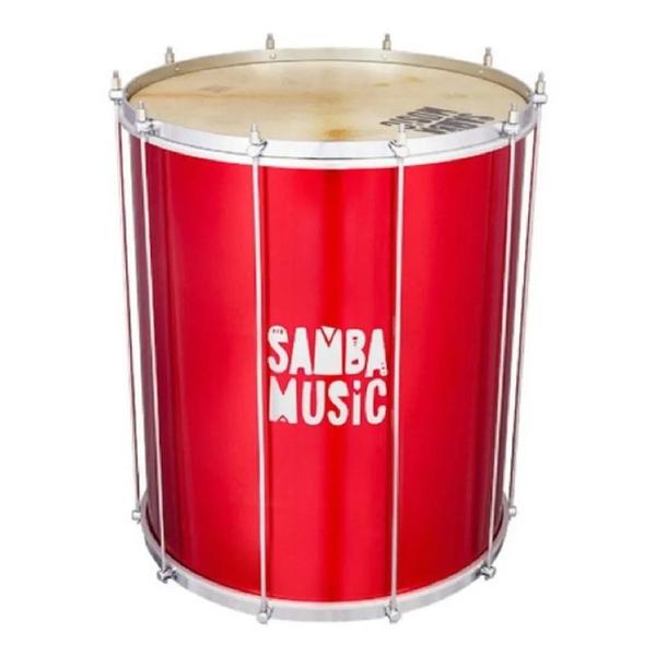 Imagem de Surdo de Madeira Samba Music 60x20 Pele Animal Vermelho