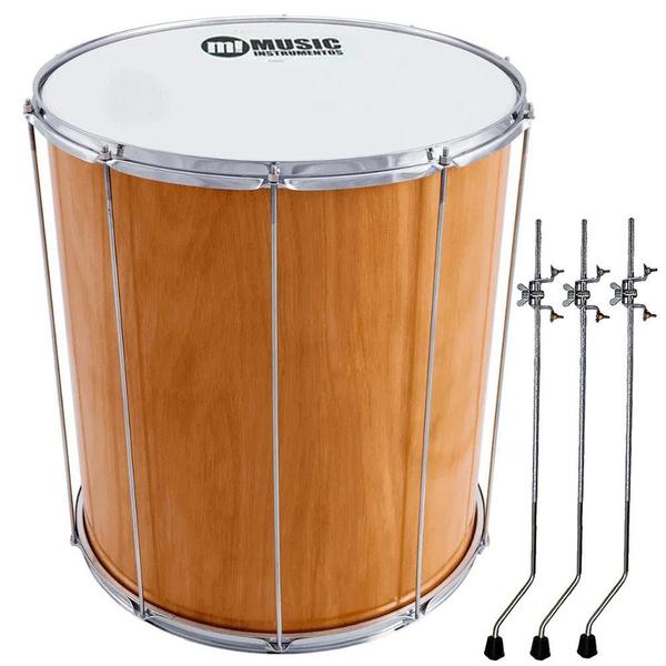 Imagem de Surdo Madeira Samba Music 60X18 Pele Animal Natural Tripé