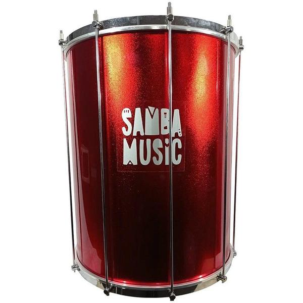 Imagem de Surdo Madeira Samba Music 60x20 Vermelho Pele Animal