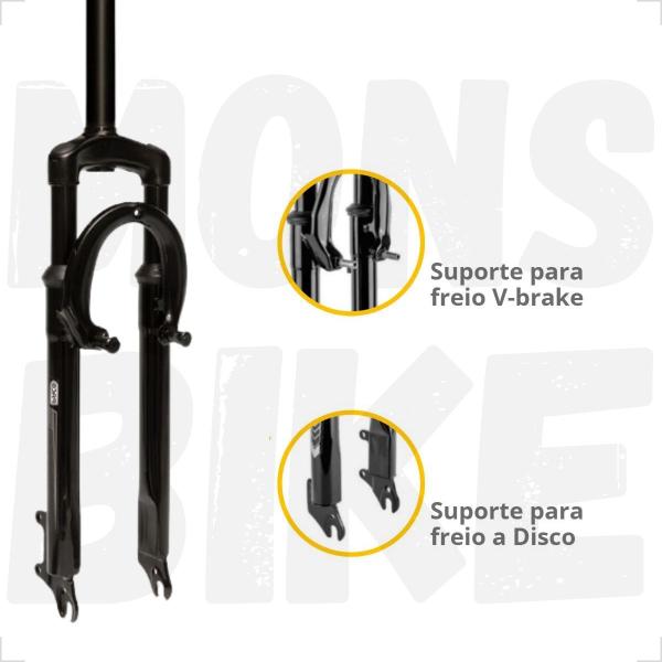 Imagem de Suspensão Bike Aro 26 Standard + Caixa de Direção + Guidão Tipo Moto Alto + Mesa