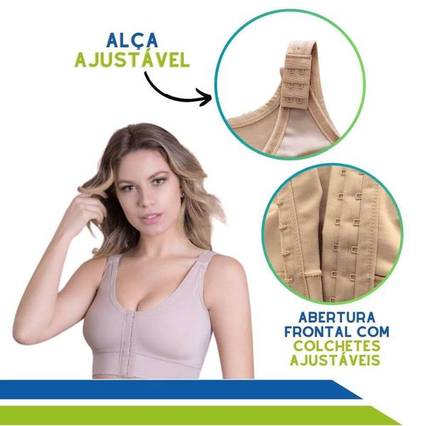 Imagem de Sutiã Pós-Cirúrgico com Base Reforçada Alça Regata com Regulagem Mamoplastia New Form